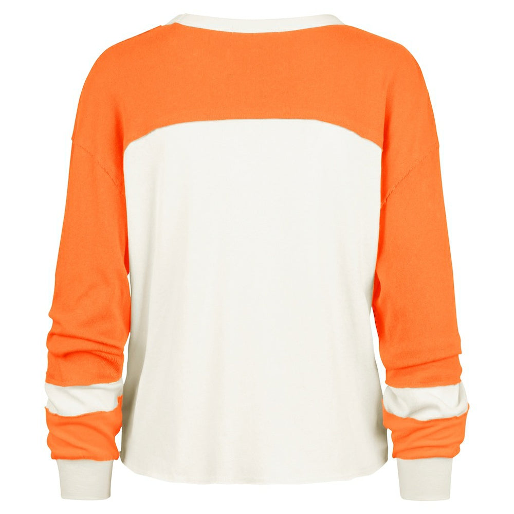 Miami Dolphins '47 Women's Double Header Curve Raglan Long Sleeve Crop Top - Cream cheap