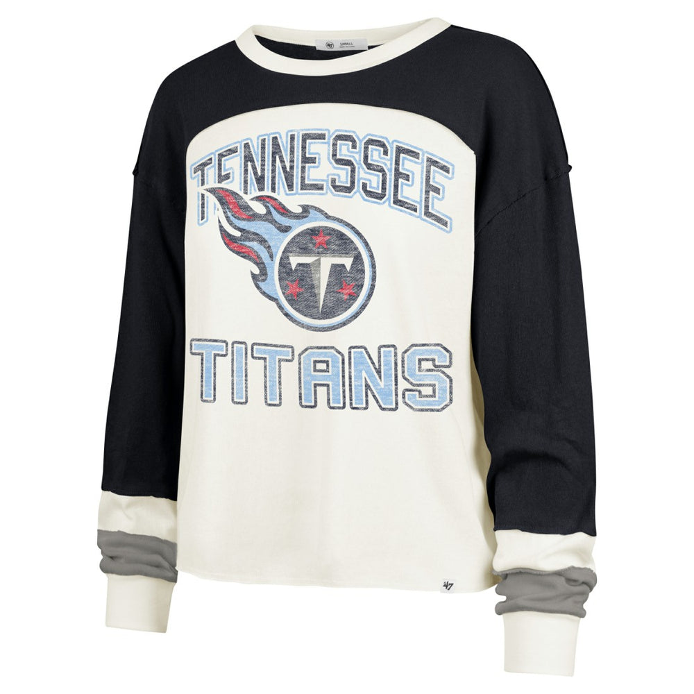 Tennessee Titans '47 Women's Double Header Curve Raglan Long Sleeve Crop Top - Cream outlet