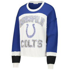 Indianapolis Colts '47 Women's Double Header Curve Raglan Long Sleeve Crop Top - Cream on sale
