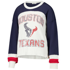 Houston Texans '47 Women's Double Header Curve Raglan Long Sleeve Crop Top - Cream online