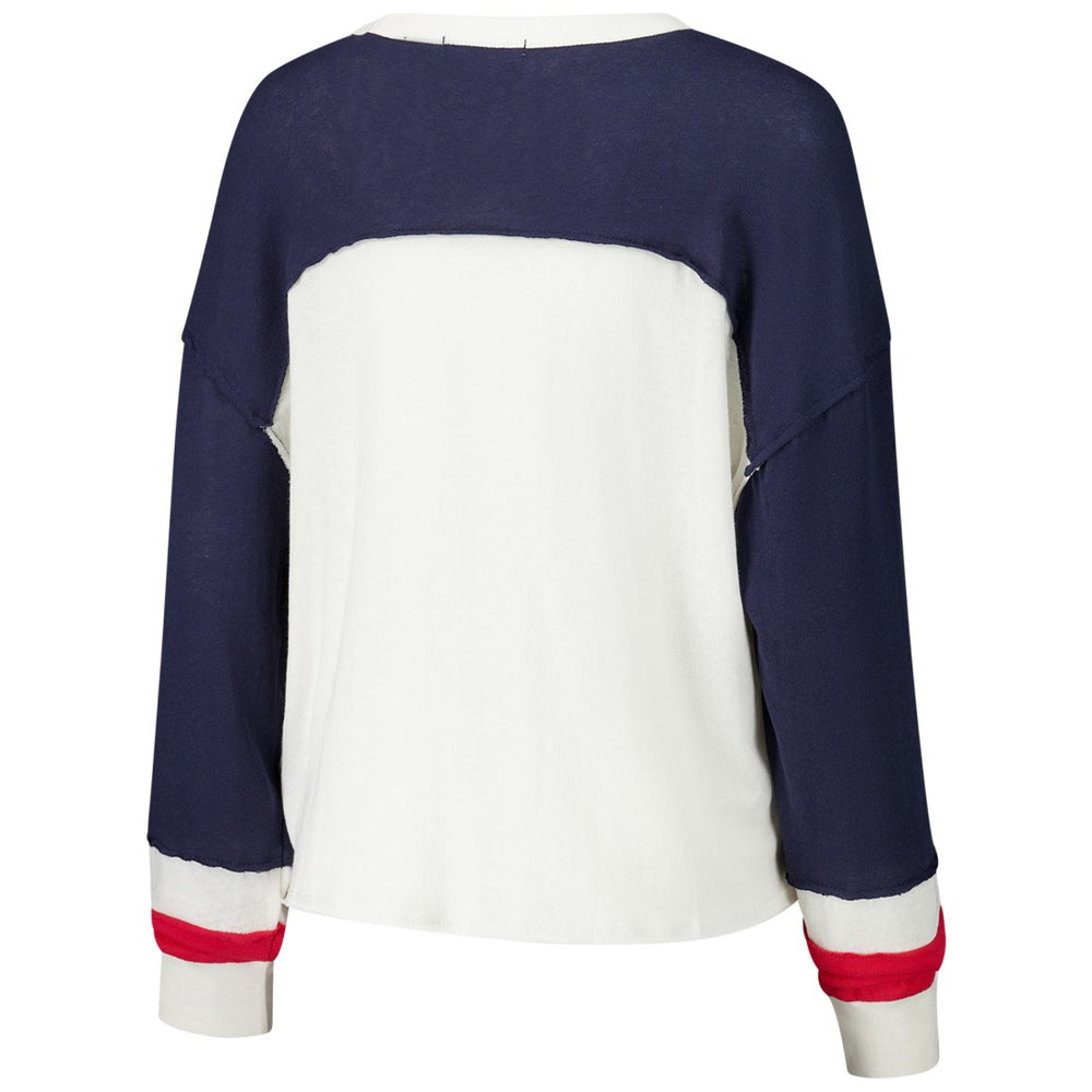Houston Texans '47 Women's Double Header Curve Raglan Long Sleeve Crop Top - Cream online