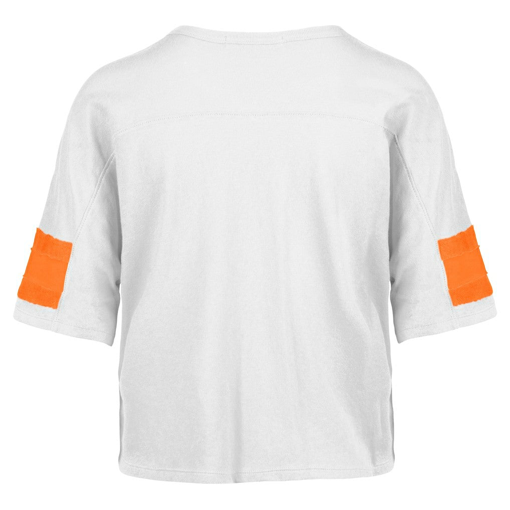 Miami Dolphins '47 Women's Double Header Scout Cropped V-Neck T-Shirt - White online