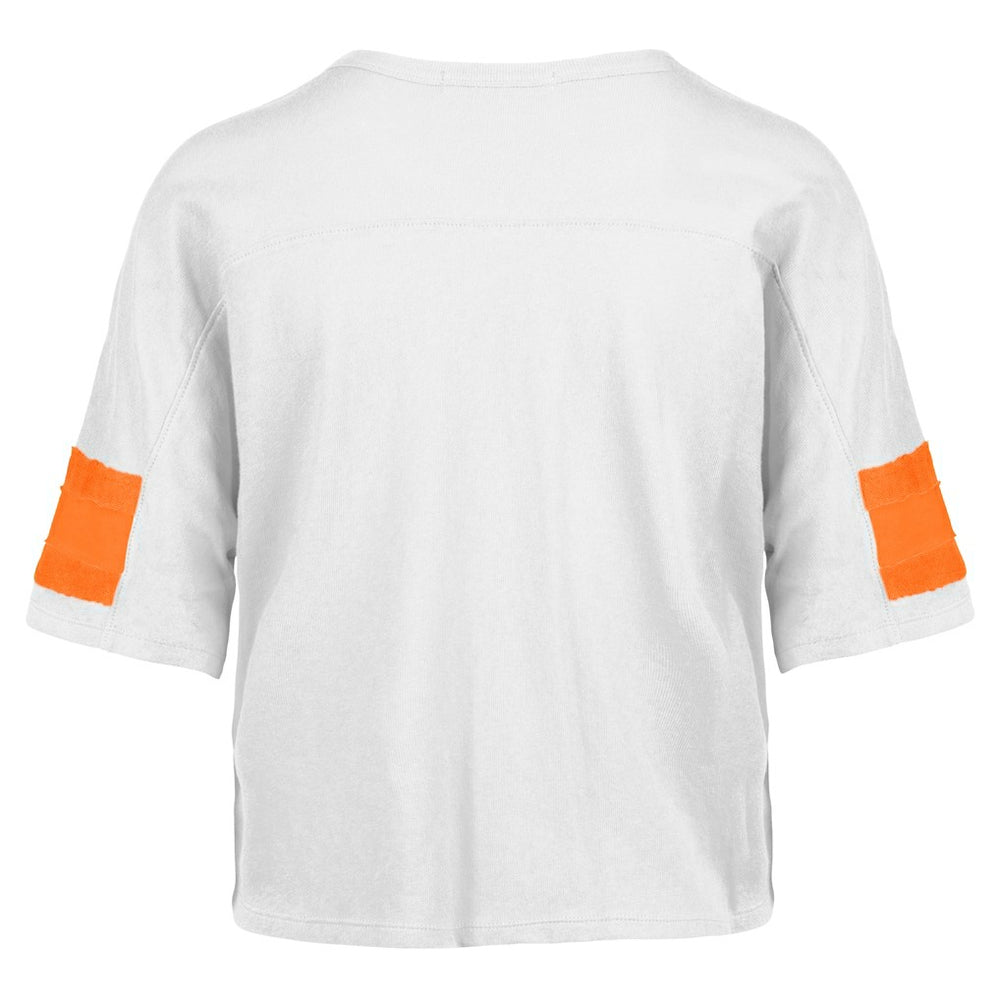 Miami Dolphins '47 Women's Double Header Scout Cropped V-Neck T-Shirt - White online