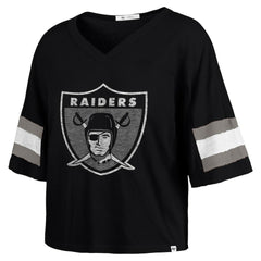 Las Vegas Raiders '47 Women's Double Header Scout Cropped V-Neck T-Shirt - Black discount
