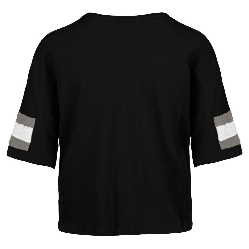 Las Vegas Raiders '47 Women's Double Header Scout Cropped V-Neck T-Shirt - Black discount