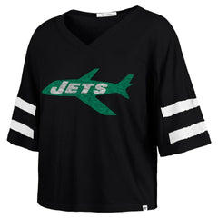New York Jets '47 Women's Double Header Scout Cropped V-Neck T-Shirt - Black cheap