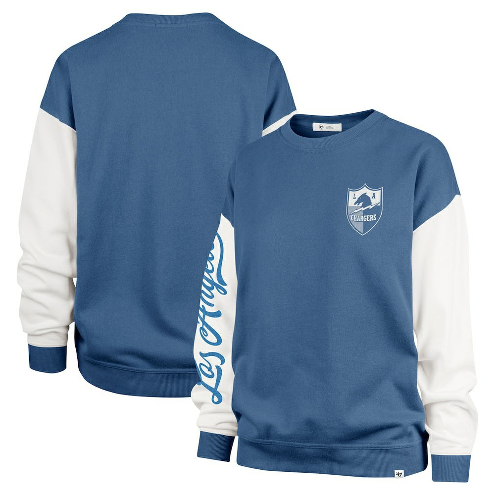 Los Angeles Chargers '47 Women's Double Header Rise Andie Pullover Sweatshirt - Powder Blue outlet