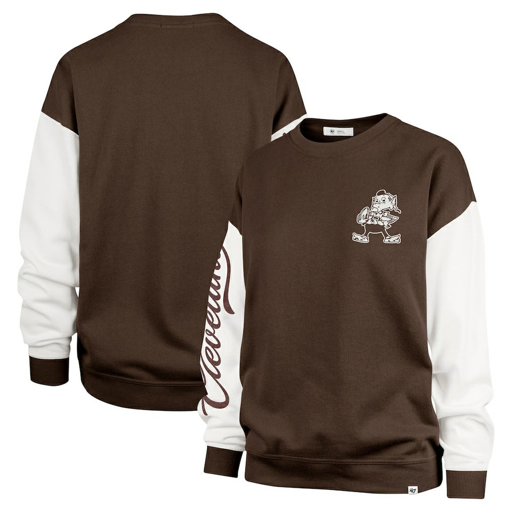 Cleveland Browns '47 Women's Double Header Rise Andie Pullover Sweatshirt - Brown on sale