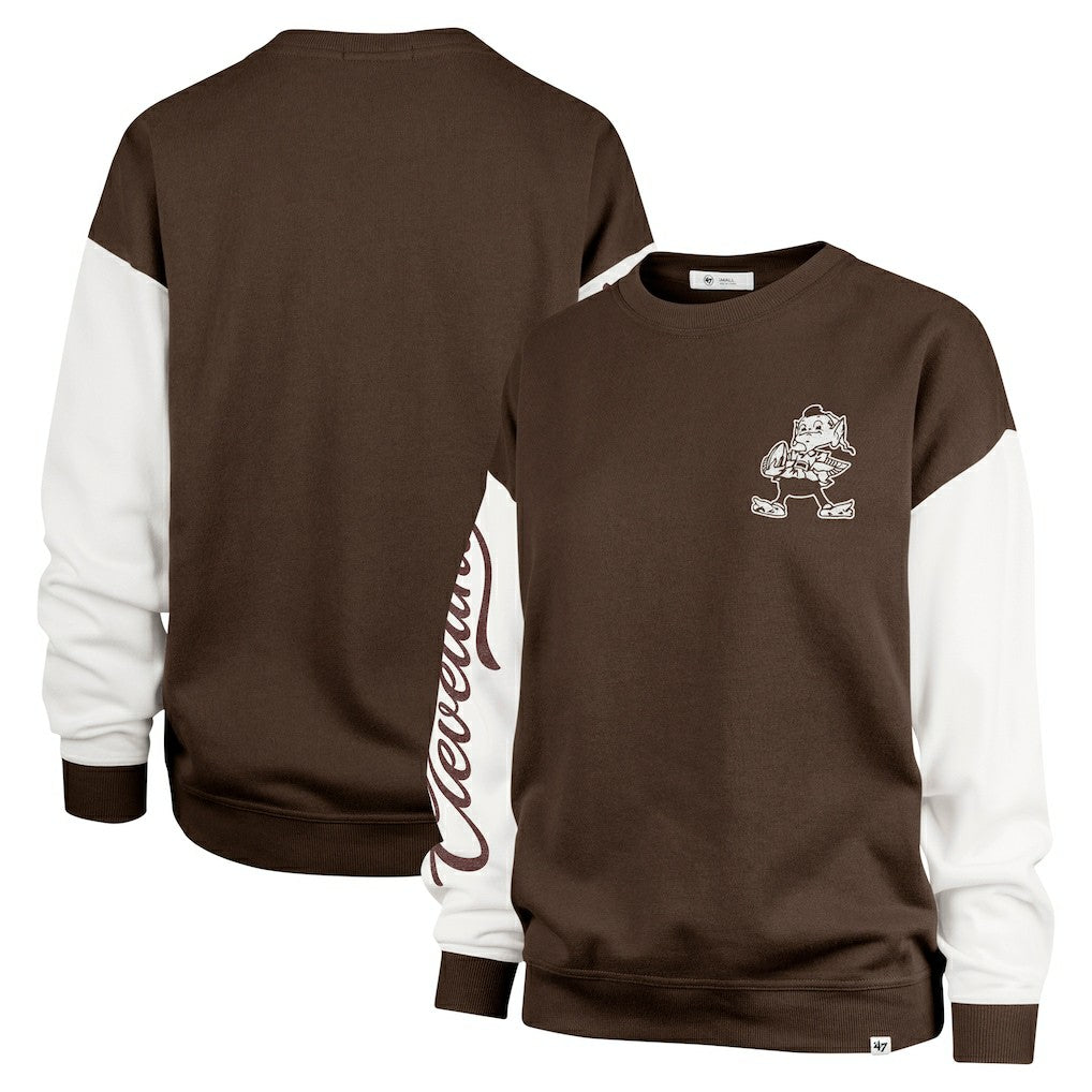 Cleveland Browns '47 Women's Double Header Rise Andie Pullover Sweatshirt - Brown on sale