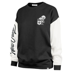 New Orleans Saints '47 Women's Double Header Rise Andie Pullover Sweatshirt - Black for sale