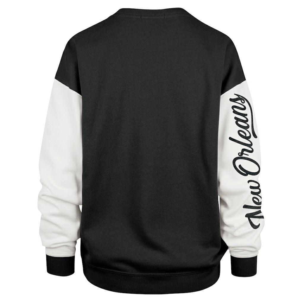 New Orleans Saints '47 Women's Double Header Rise Andie Pullover Sweatshirt - Black for sale