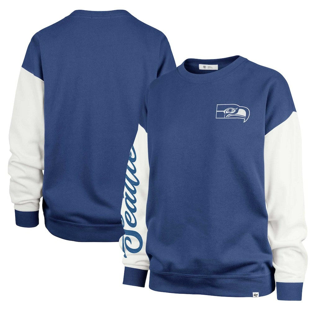 Seattle Seahawks '47 Women's Double Header Rise Andie Pullover Sweatshirt - College Navy sale