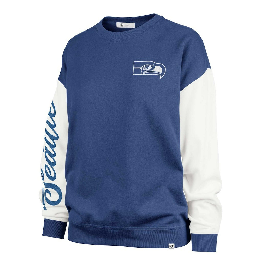 Seattle Seahawks '47 Women's Double Header Rise Andie Pullover Sweatshirt - College Navy sale