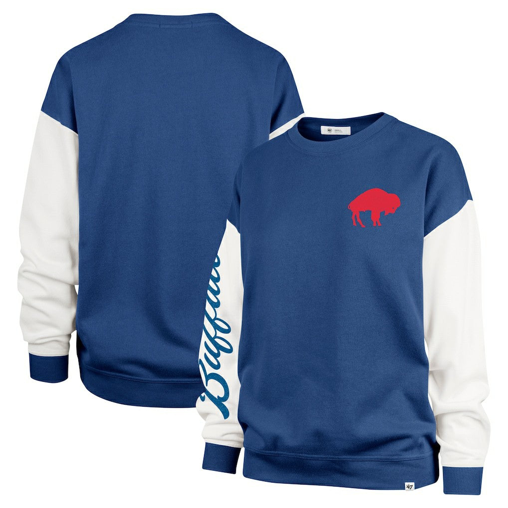 Buffalo Bills '47 Women's Double Header Rise Andie Pullover Sweatshirt - Royal discount