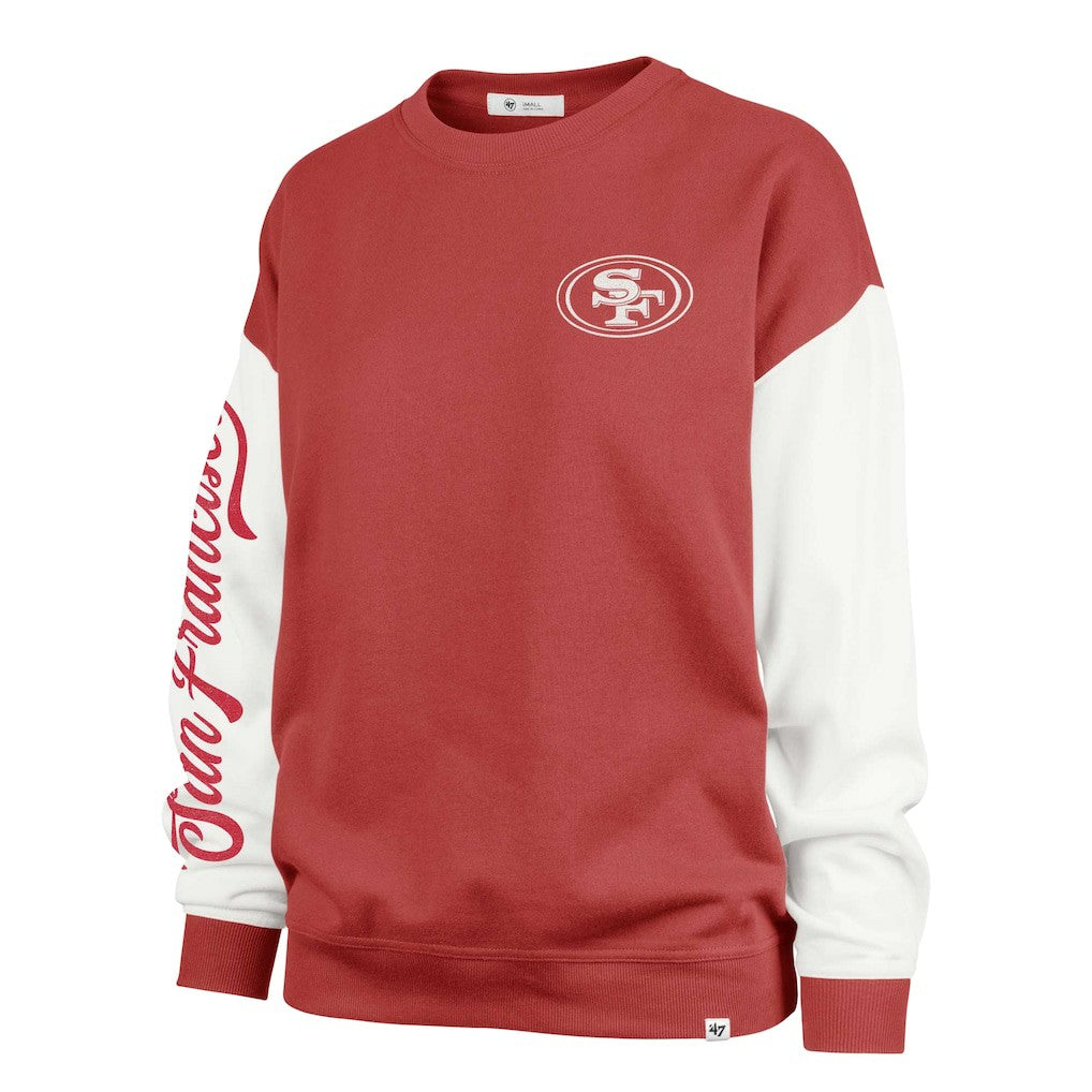 San Francisco 49ers '47 Women's Double Header Rise Andie Pullover Sweatshirt - Scarlet on sale