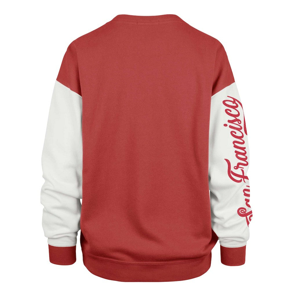 San Francisco 49ers '47 Women's Double Header Rise Andie Pullover Sweatshirt - Scarlet on sale
