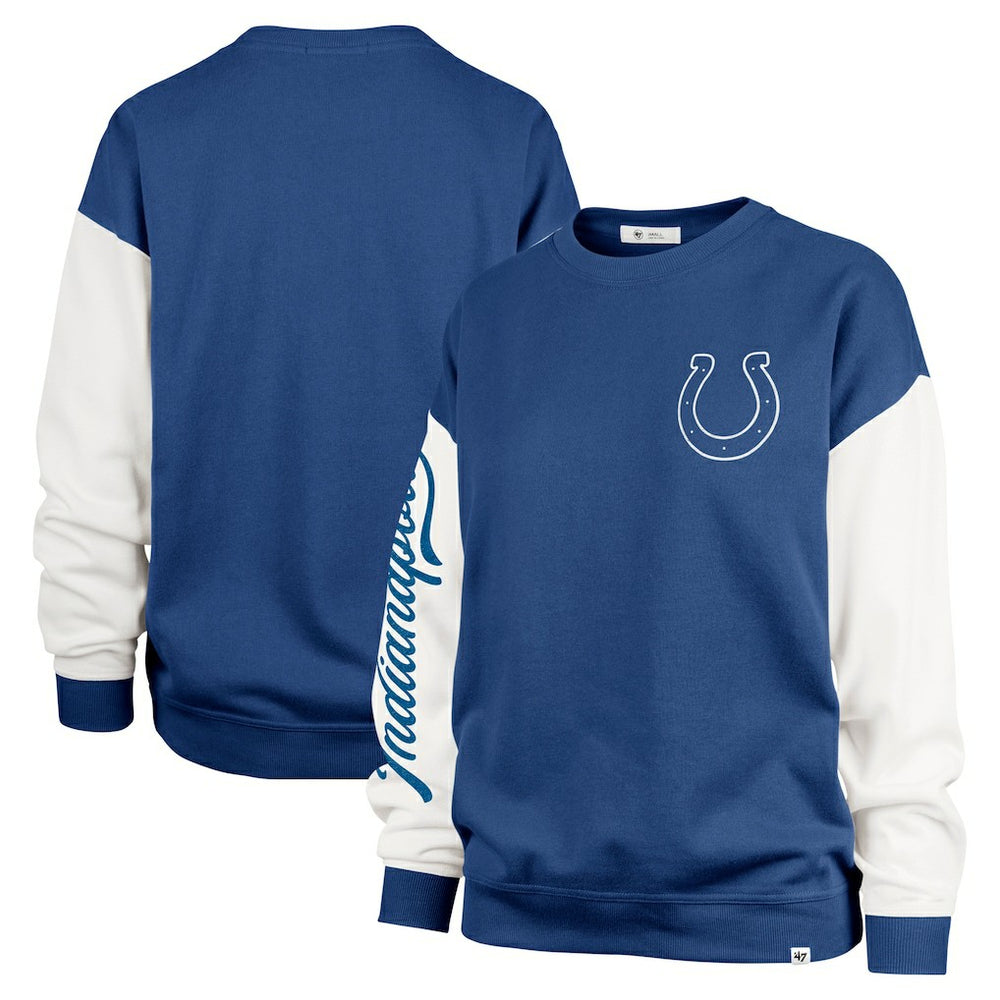Indianapolis Colts '47 Women's Double Header Rise Andie Pullover Sweatshirt - Royal sale