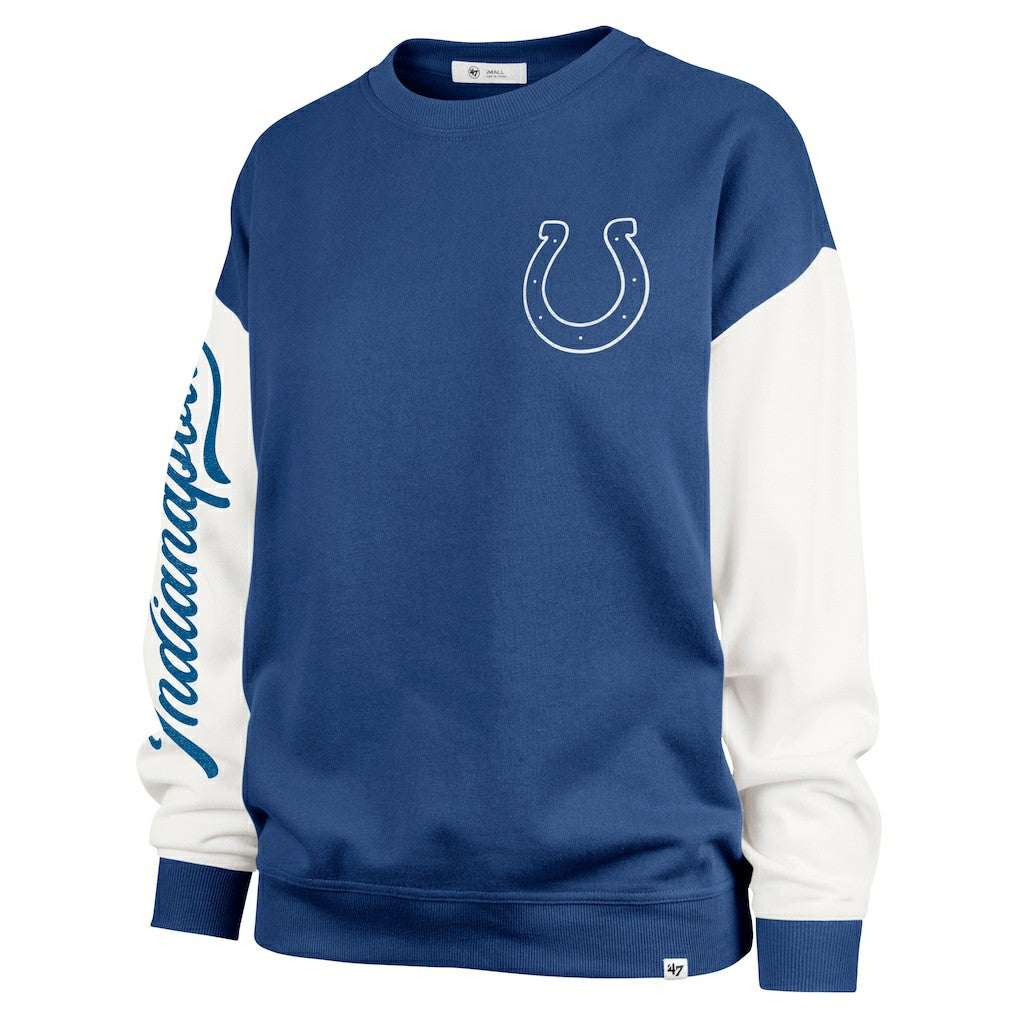 Indianapolis Colts '47 Women's Double Header Rise Andie Pullover Sweatshirt - Royal sale