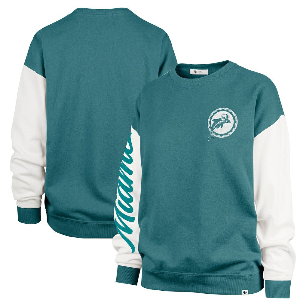Miami Dolphins '47 Women's Double Header Rise Andie Pullover Sweatshirt - Aqua online