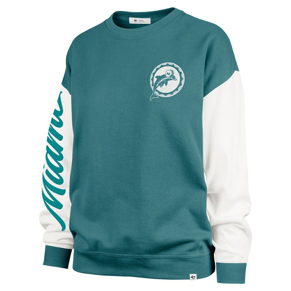 Miami Dolphins '47 Women's Double Header Rise Andie Pullover Sweatshirt - Aqua online