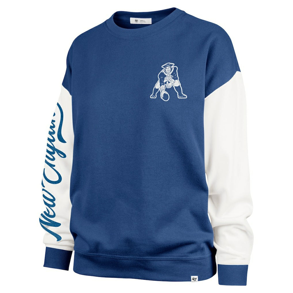 New England Patriots '47 Women's Double Header Rise Andie Pullover Sweatshirt - Navy cheap