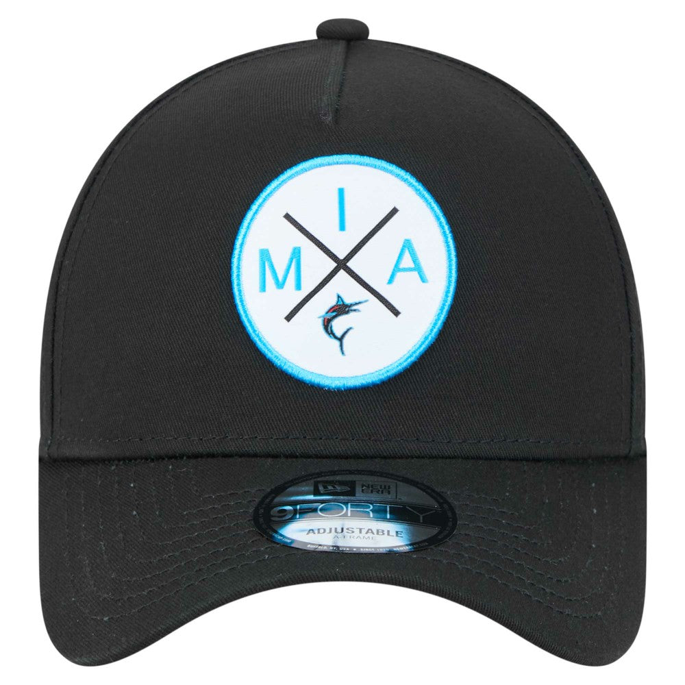 Miami Marlins 9FORTY A-Frame Adjustable Hat Black