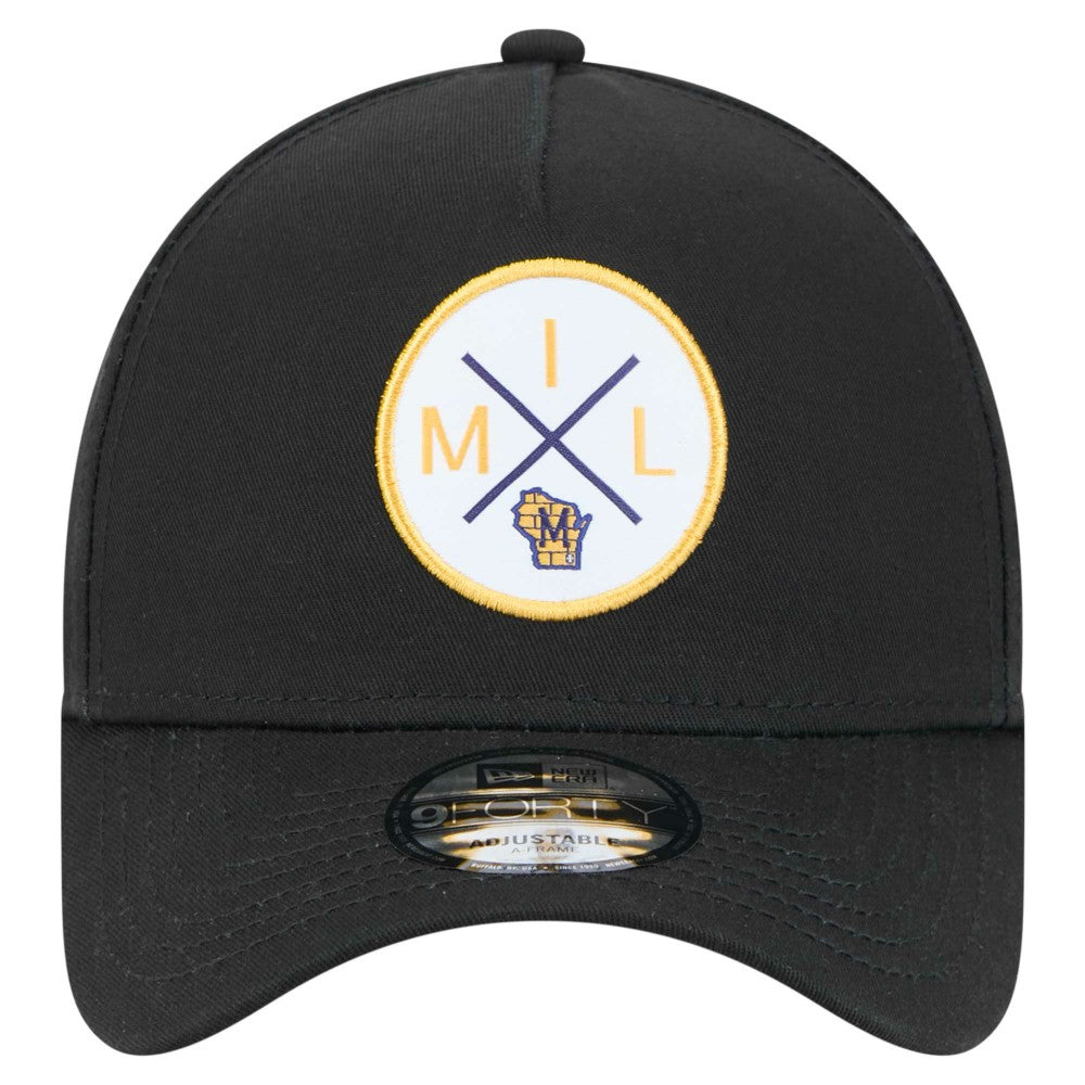 Milwaukee Brewers 9FORTY A-Frame Adjustable Hat Black