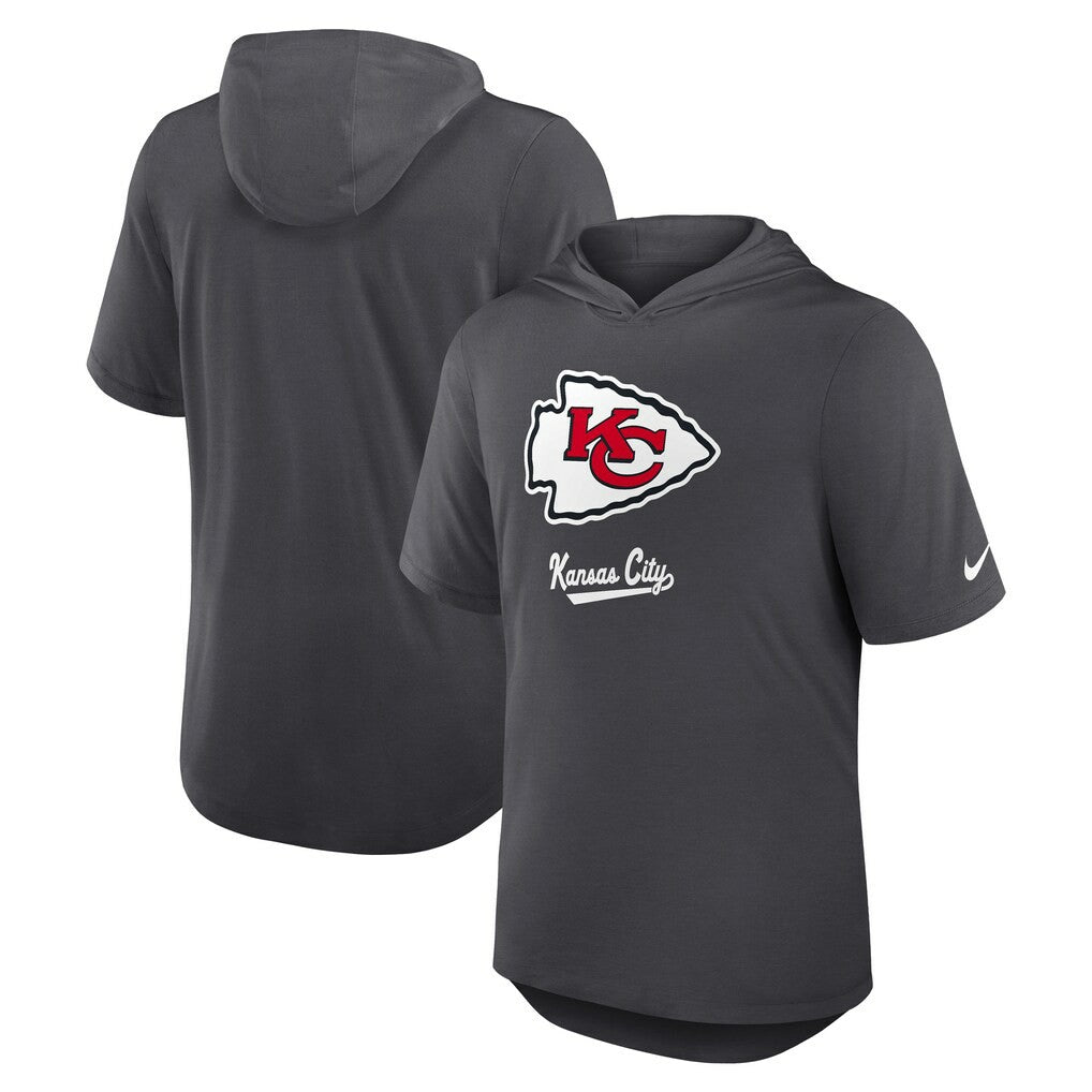 Kansas City Chiefs Tri-Blend Performance Hoodie T-Shirt - Anthracite on sale