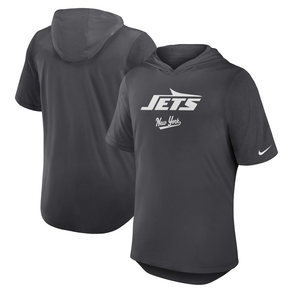 New York Jets Tri-Blend Performance Hoodie T-Shirt - Anthracite on sale