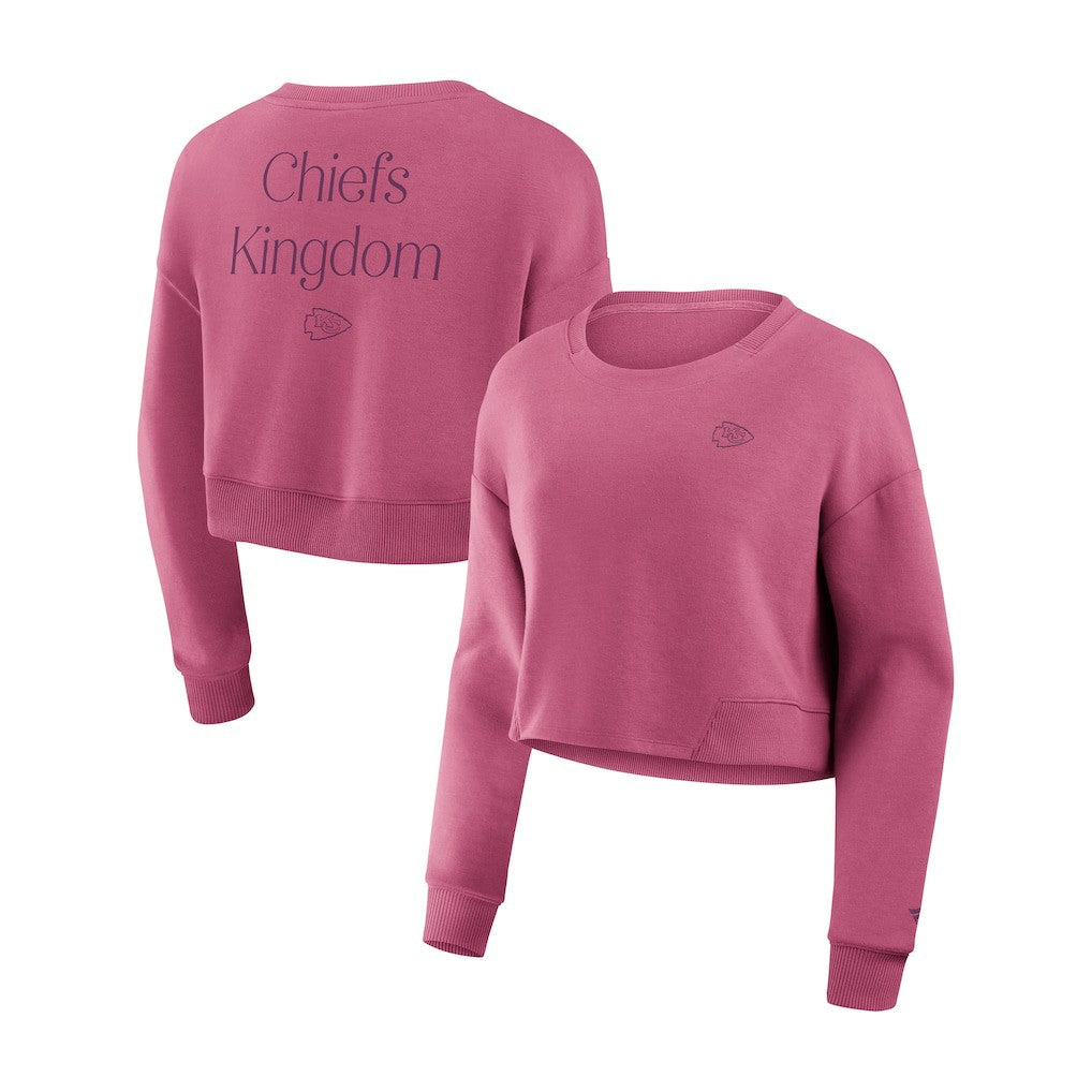 Kansas City Chiefs Women's Studio Tri-Blend Cropped Pullover Sweatshirt - Pink sale