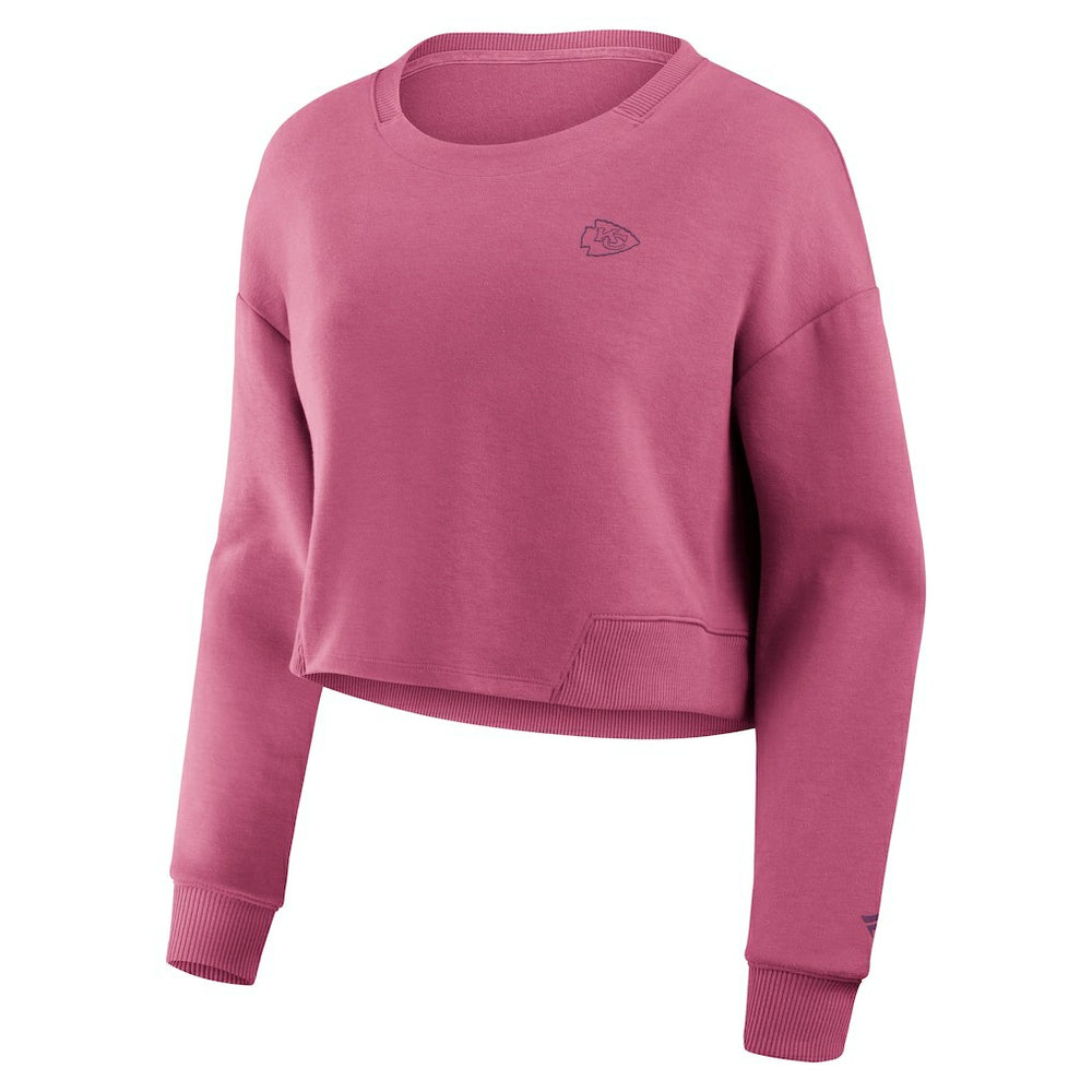 Kansas City Chiefs Women's Studio Tri-Blend Cropped Pullover Sweatshirt - Pink sale
