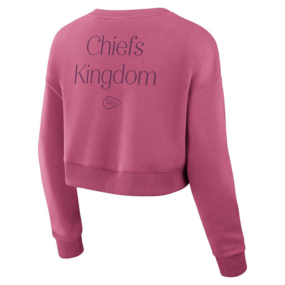 Kansas City Chiefs Women's Studio Tri-Blend Cropped Pullover Sweatshirt - Pink sale