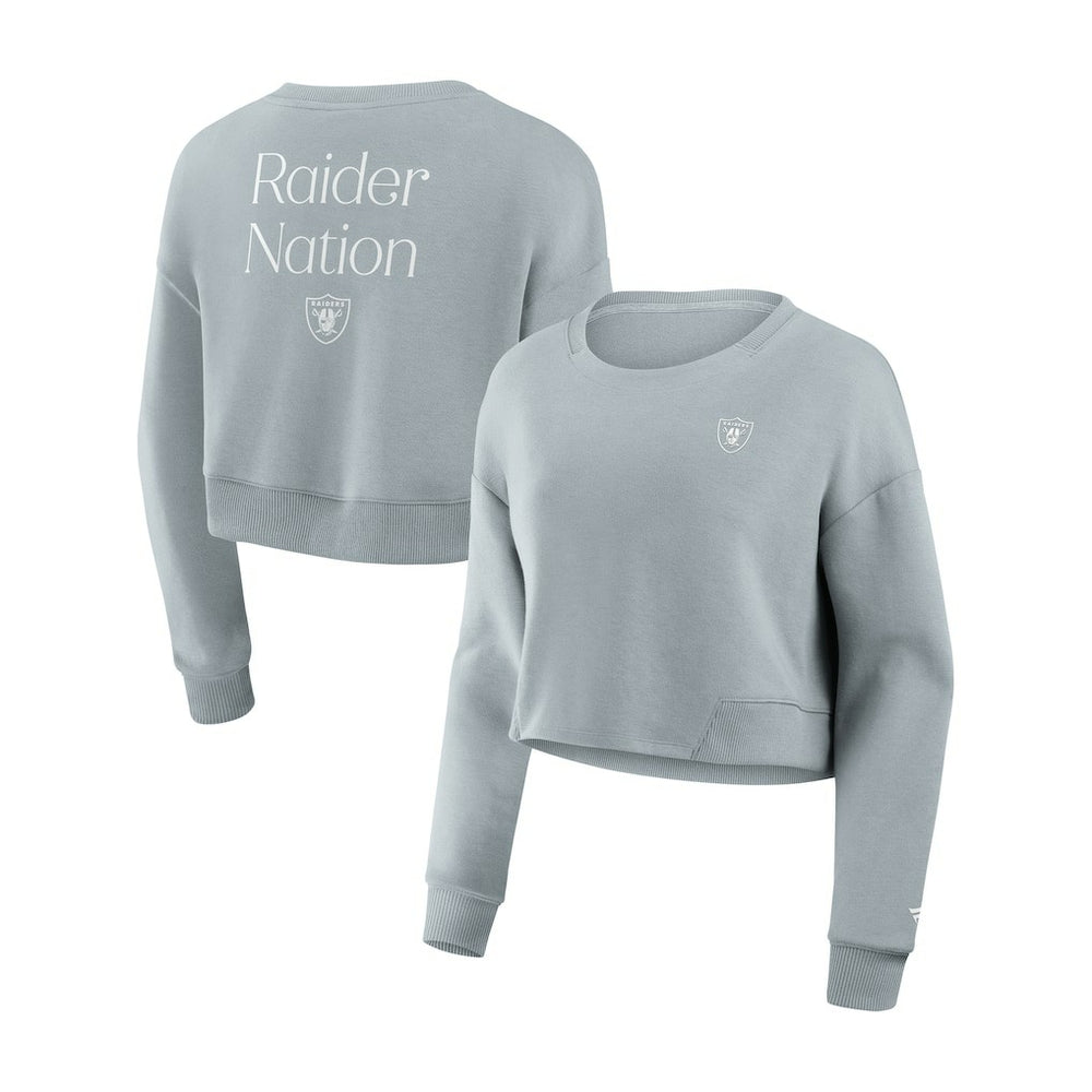 Las Vegas Raiders Women's Studio Tri-Blend Cropped Pullover Sweatshirt - Gray online