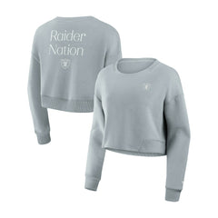 Las Vegas Raiders Women's Studio Tri-Blend Cropped Pullover Sweatshirt - Gray online