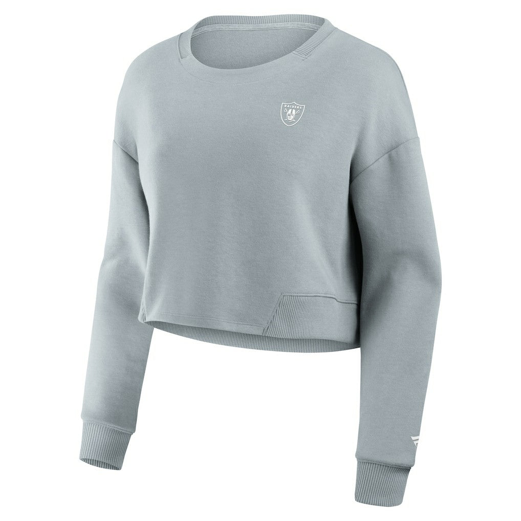 Las Vegas Raiders Women's Studio Tri-Blend Cropped Pullover Sweatshirt - Gray online