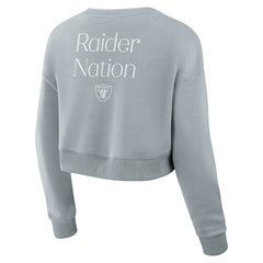 Las Vegas Raiders Women's Studio Tri-Blend Cropped Pullover Sweatshirt - Gray online