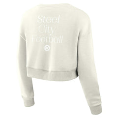 Pittsburgh Steelers Women's Studio Tri-Blend Cropped Pullover Sweatshirt - Cream online