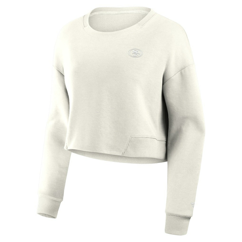 San Francisco 49ers Women's Studio Tri-Blend Cropped Pullover Sweatshirt - Cream discount