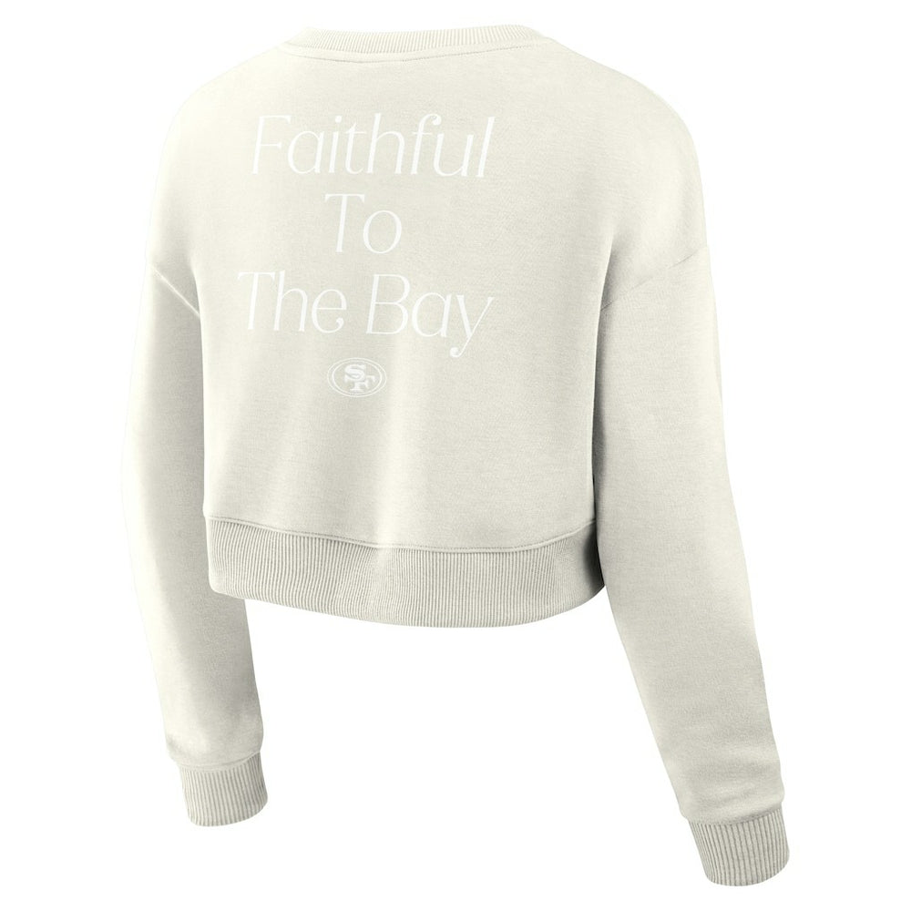 San Francisco 49ers Women's Studio Tri-Blend Cropped Pullover Sweatshirt - Cream discount