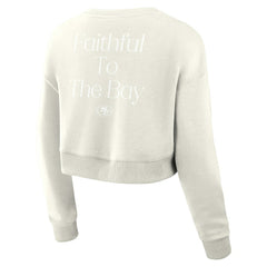 San Francisco 49ers Women's Studio Tri-Blend Cropped Pullover Sweatshirt - Cream discount