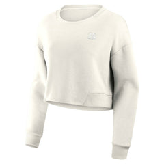 Cincinnati Bengals Women's Studio Tri-Blend Cropped Pullover Sweatshirt - Cream cheap
