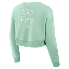 Miami Dolphins Women's Studio Tri-Blend Cropped Pullover Sweatshirt - Mint online