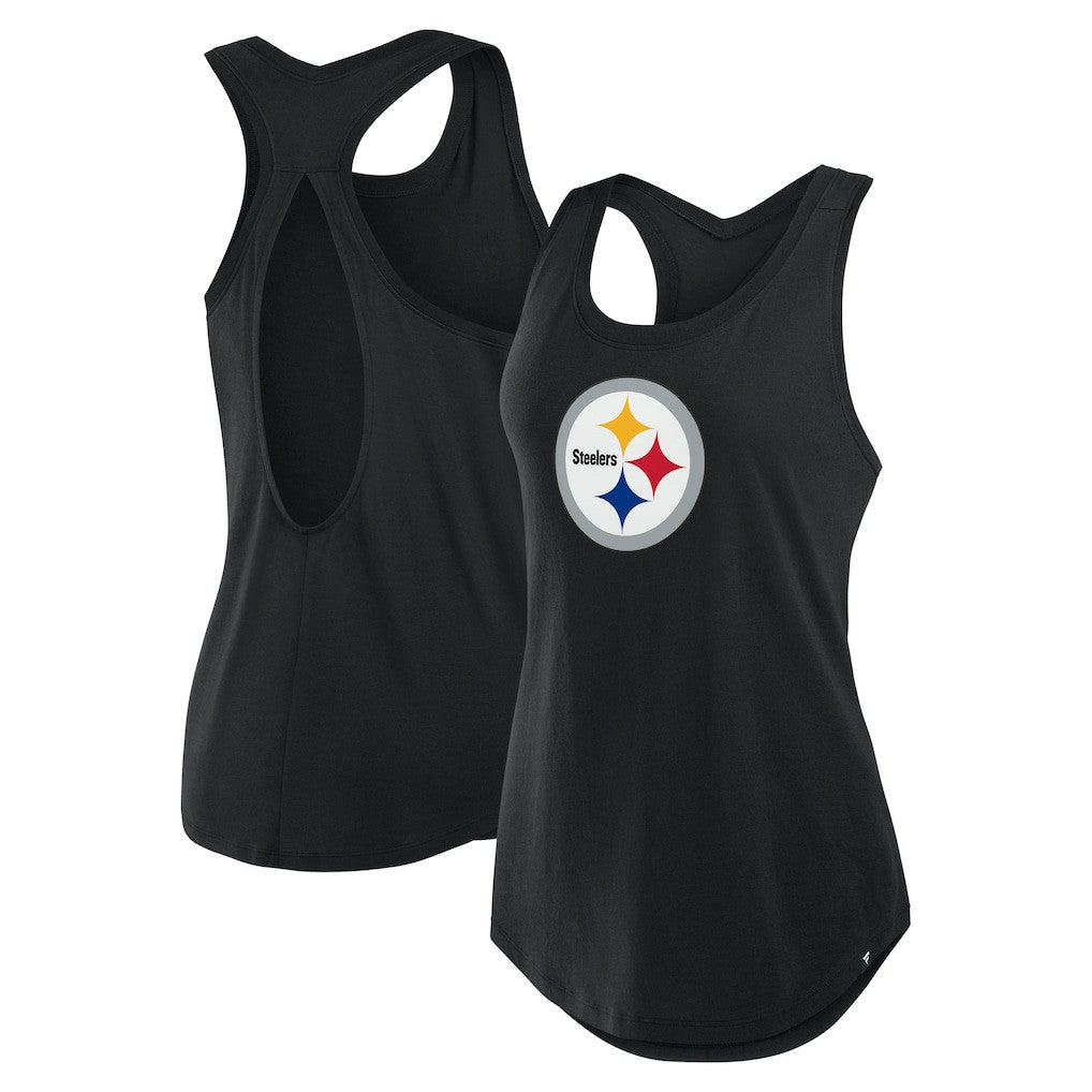 Pittsburgh Steelers Women's Iron Fan Tank Top - Black discount