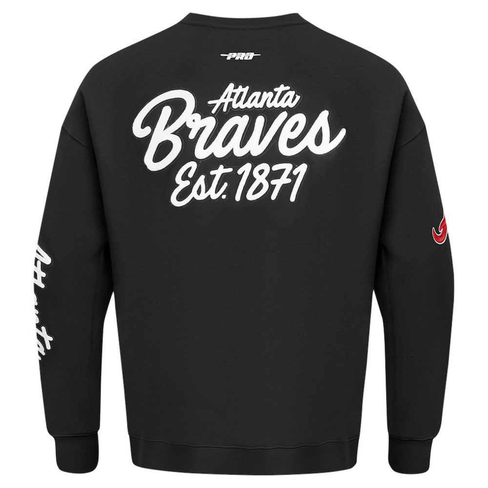 Atlanta Braves Pro Standard Paint The City Dropped Shoulder Pullover Sweatshirt Black