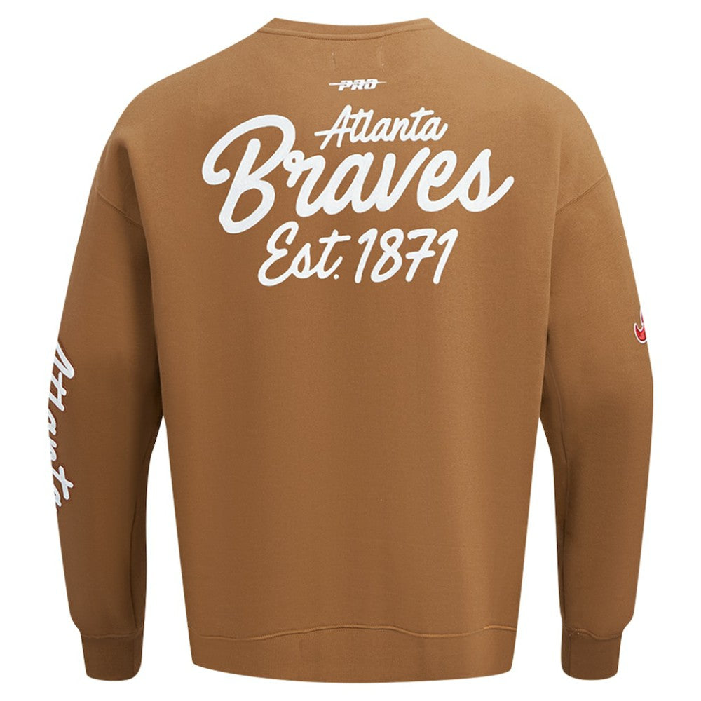 Atlanta Braves Pro Standard Paint The City Dropped Shoulder Pullover Sweatshirt Brown