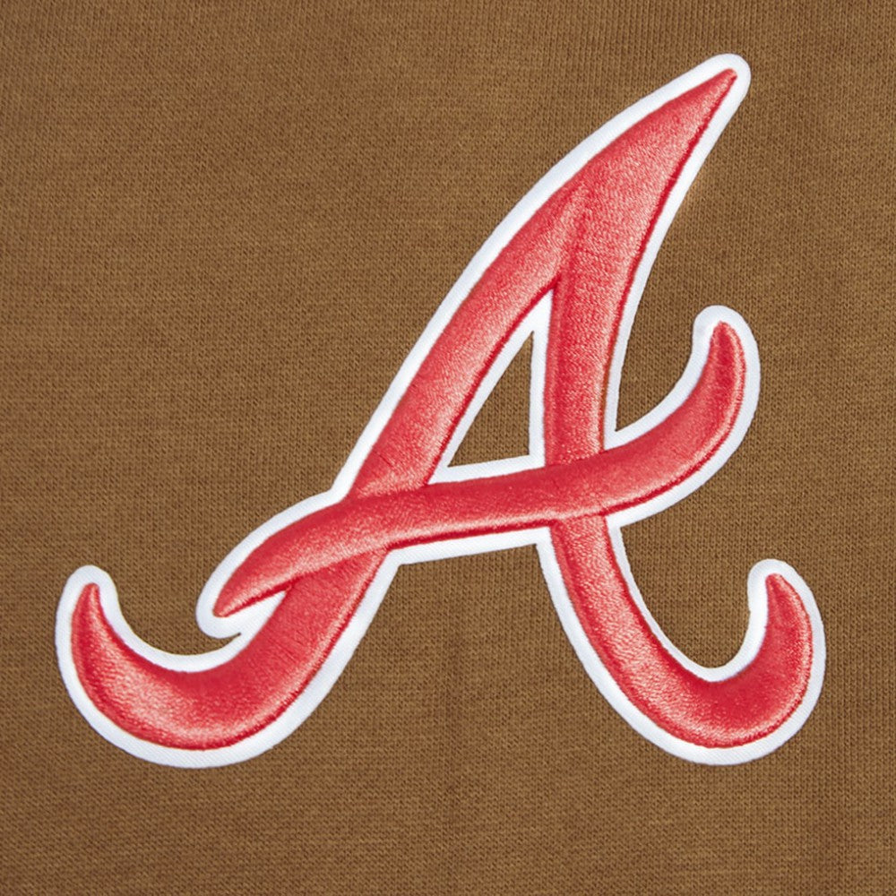Atlanta Braves Pro Standard Paint The City Dropped Shoulder Pullover Sweatshirt Brown
