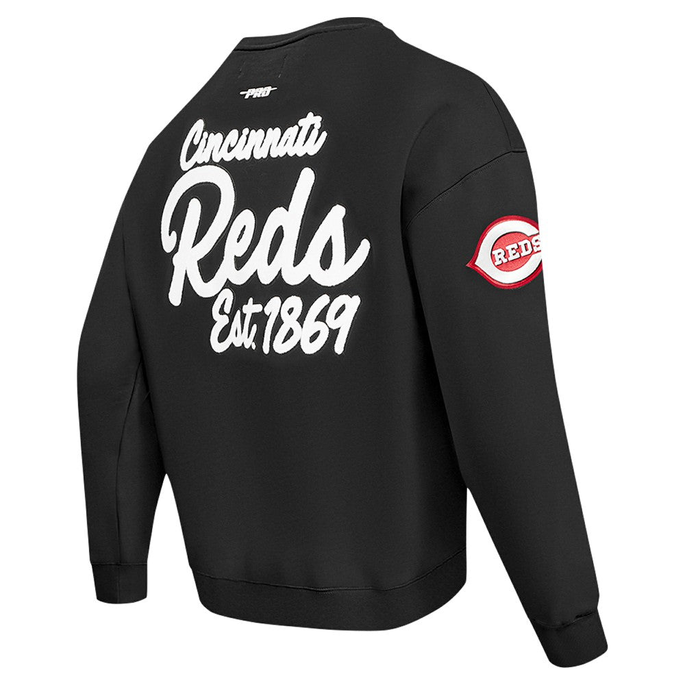 Cincinnati Reds Pro Standard Paint The City Dropped Shoulder Pullover Sweatshirt Black