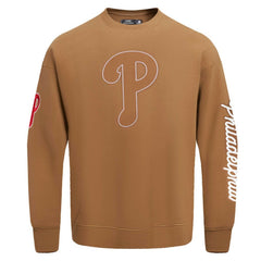 Philadelphia Phillies Pro Standard Paint The City Dropped Shoulder Pullover Sweatshirt Brown