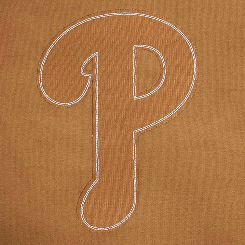 Philadelphia Phillies Pro Standard Paint The City Dropped Shoulder Pullover Sweatshirt Brown
