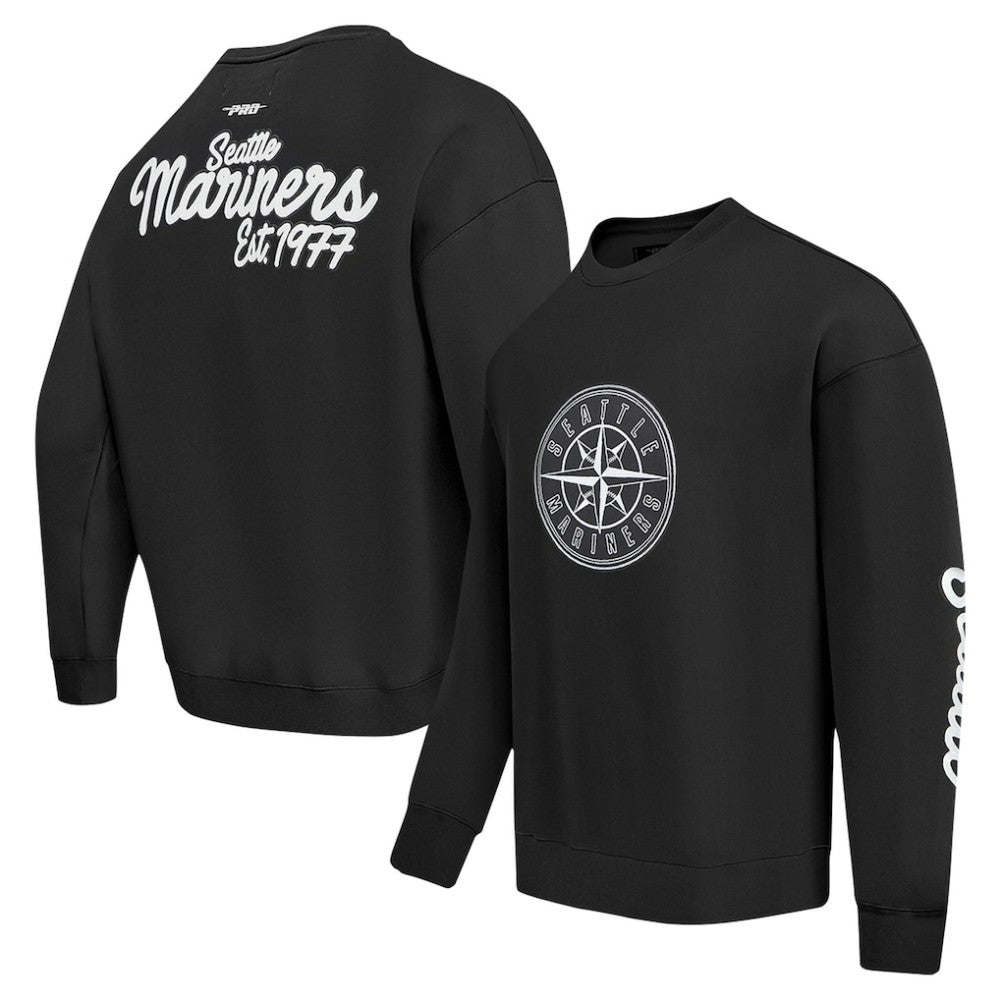 Seattle Mariners Pro Standard Paint The City Dropped Shoulder Pullover Sweatshirt Black